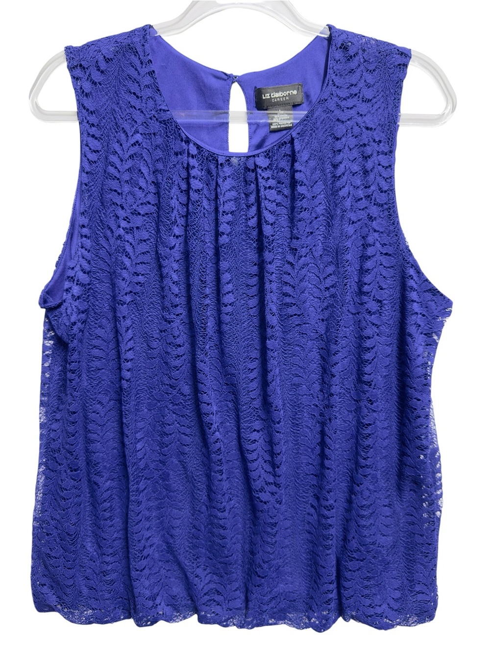 Tuxedo Silky Lace Knit Drape Blouse Top